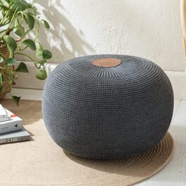 English Home Round Ottoman Knitted Pouffe by English Home